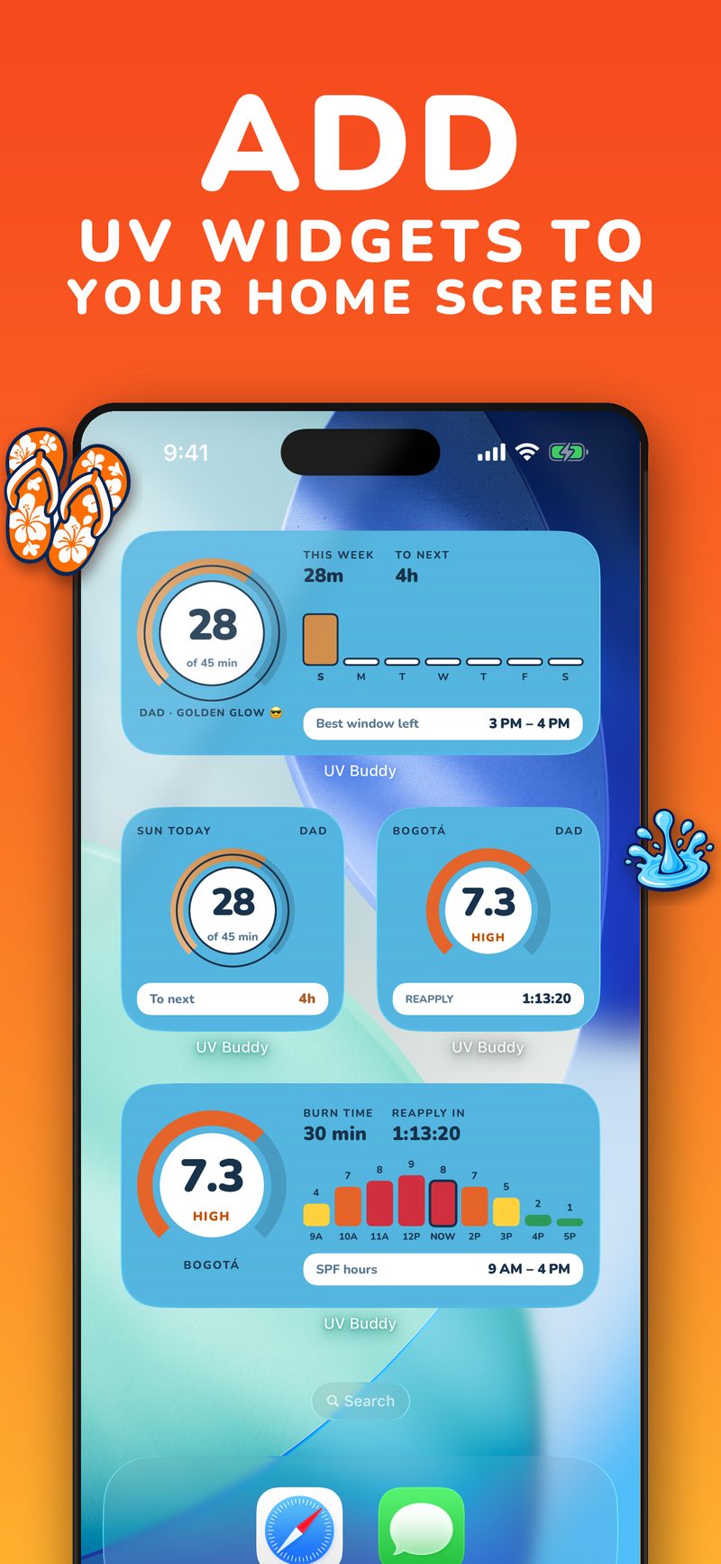 UV index widgets for the iPhone Home Screen from UV Buddy