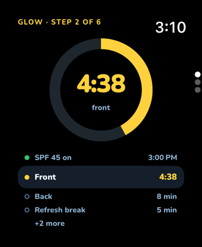 Apple Watch tan session step glance in UV Buddy
